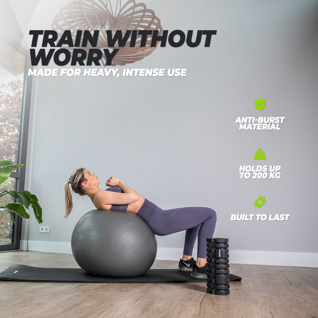 VirtuFit Anti-Burst Fitnessbal Pro - Gymbal - Swiss Ball - met Pomp - Zwart - 45 cm