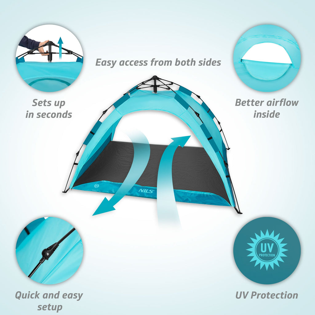 NILS Pop-up Strandtent - Blauw - Afbeelding 6