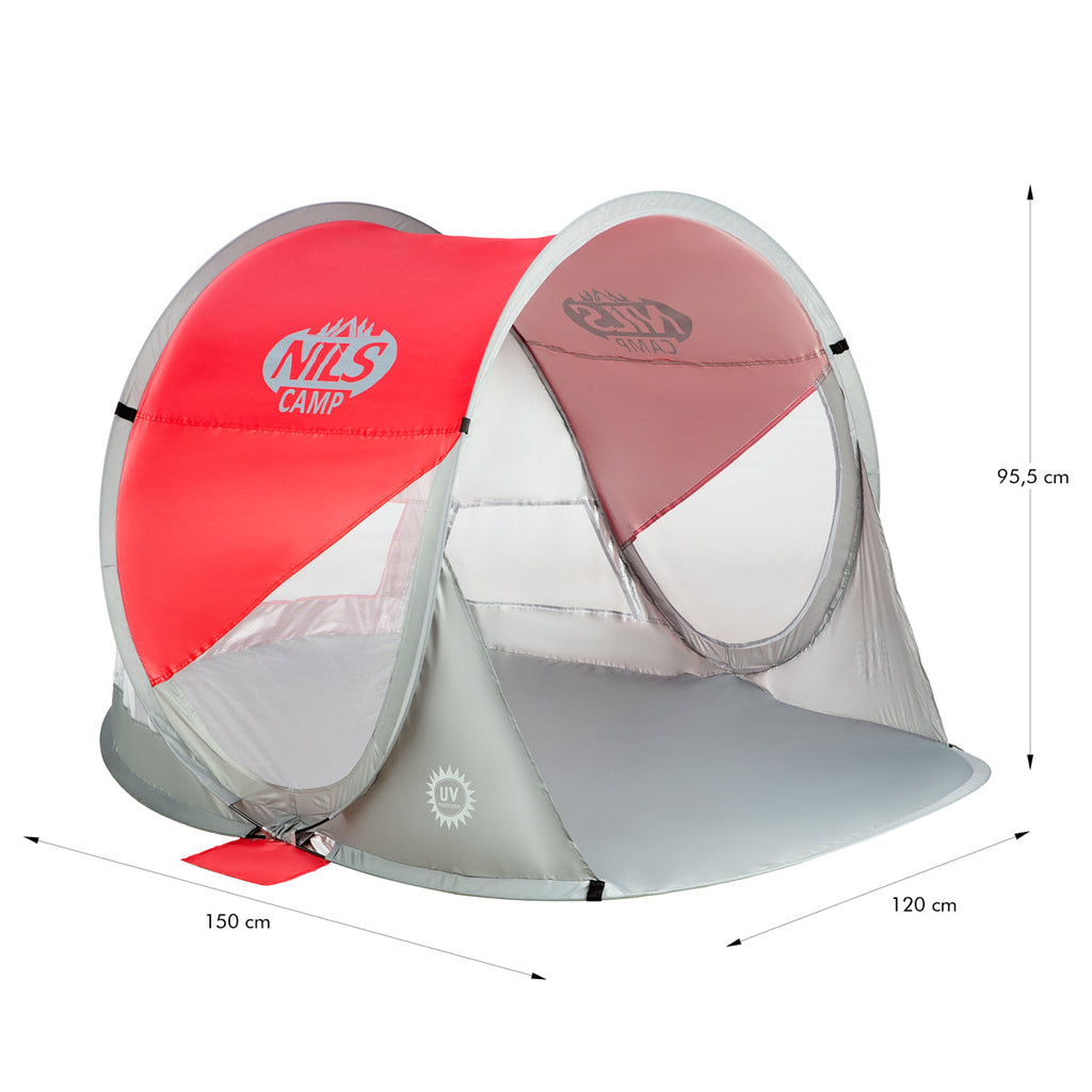 NILS Camp Pop-up Strandtent - Rood/Grijs - Afbeelding 5