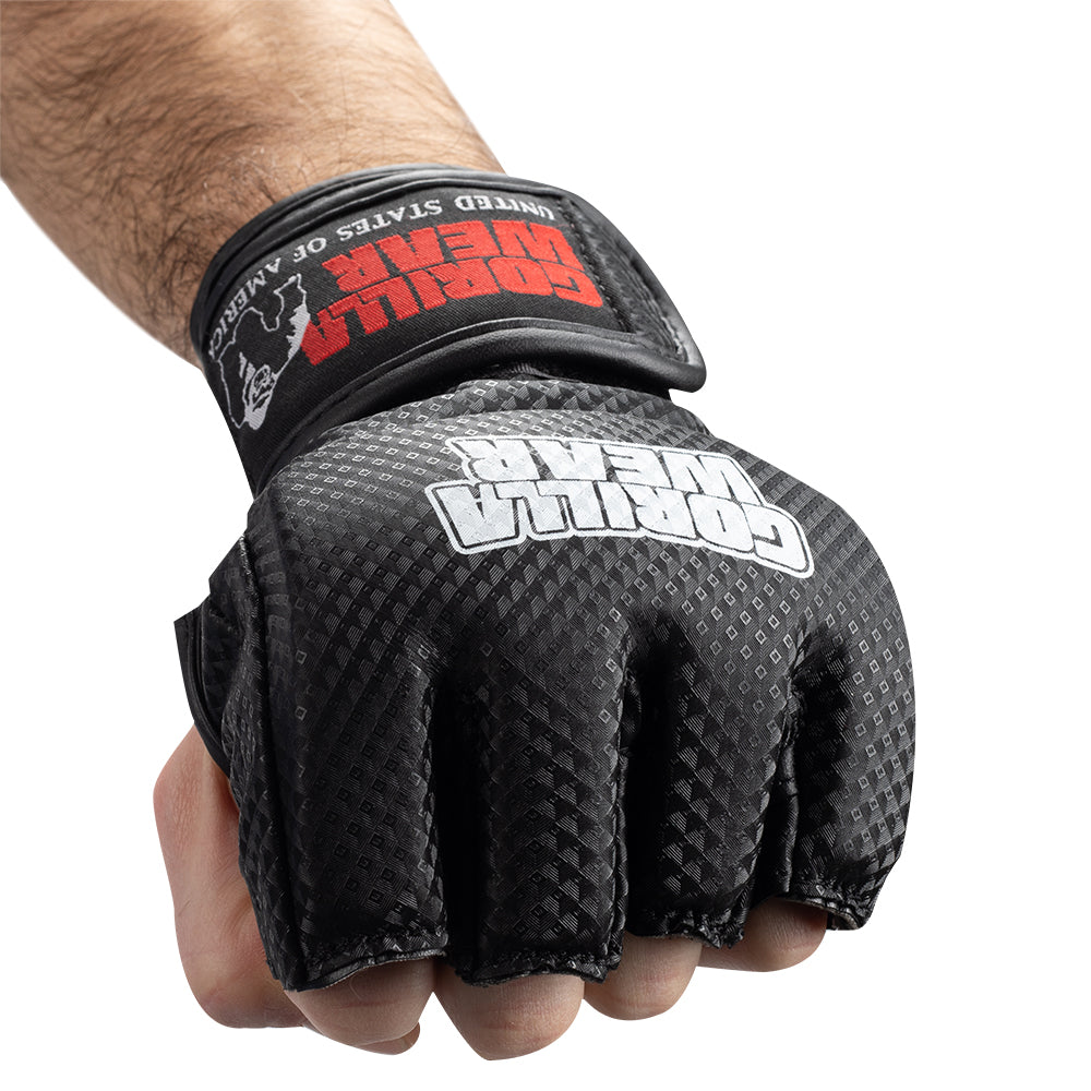 Gorilla Wear Berea MMA Handschoenen (Zonder Duim) - Zwart/Wit - Afbeelding 6