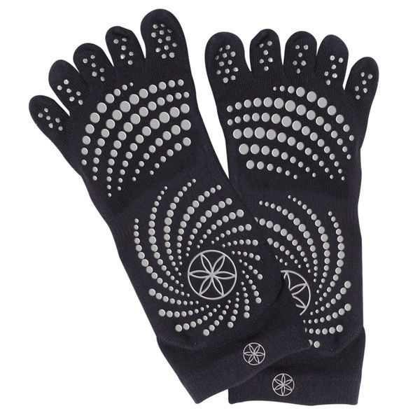 Gaiam Grippy Yoga Socks - Anti-Slip Yogasokken - Zwart/Grijs - Hoofdafbeelding