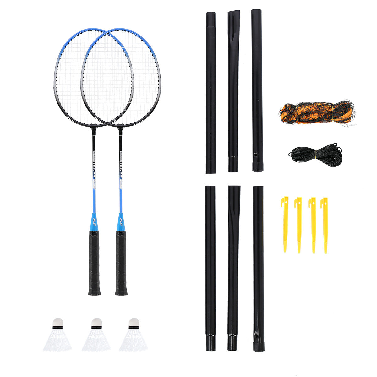 NILS Steeltec Badmintonset - Complete Set - Blauw/Zwart - Hoofdafbeelding