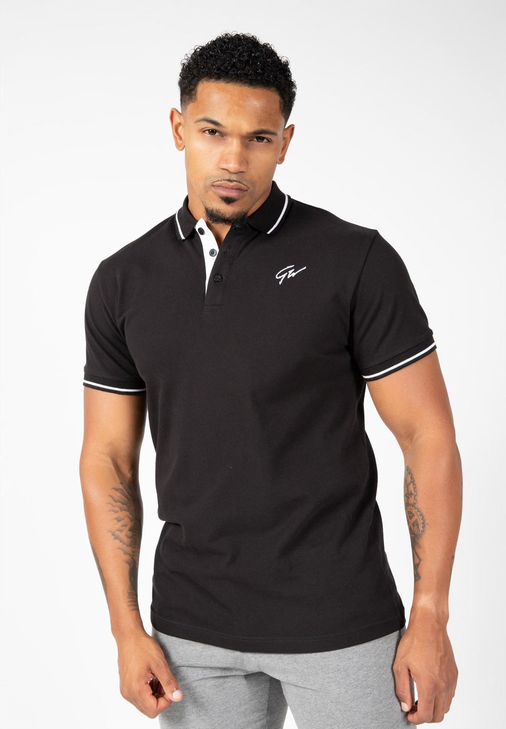 Gorilla Wear Delano Polo - Zwart/Wit - Hoofdafbeelding