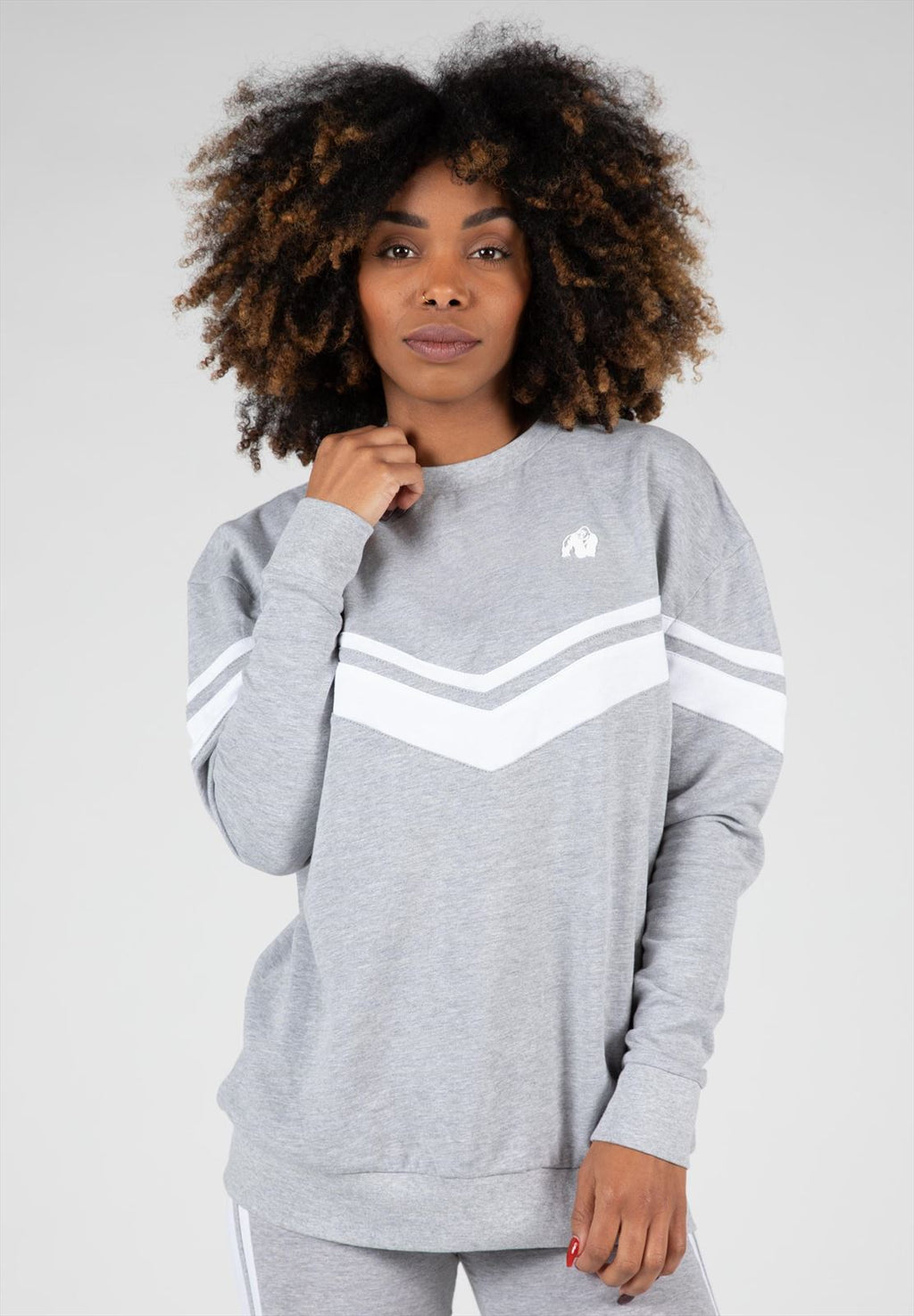 Gorilla Wear Hailey Oversized Sweater - Grijs Gemeleerd - Hoofdafbeelding