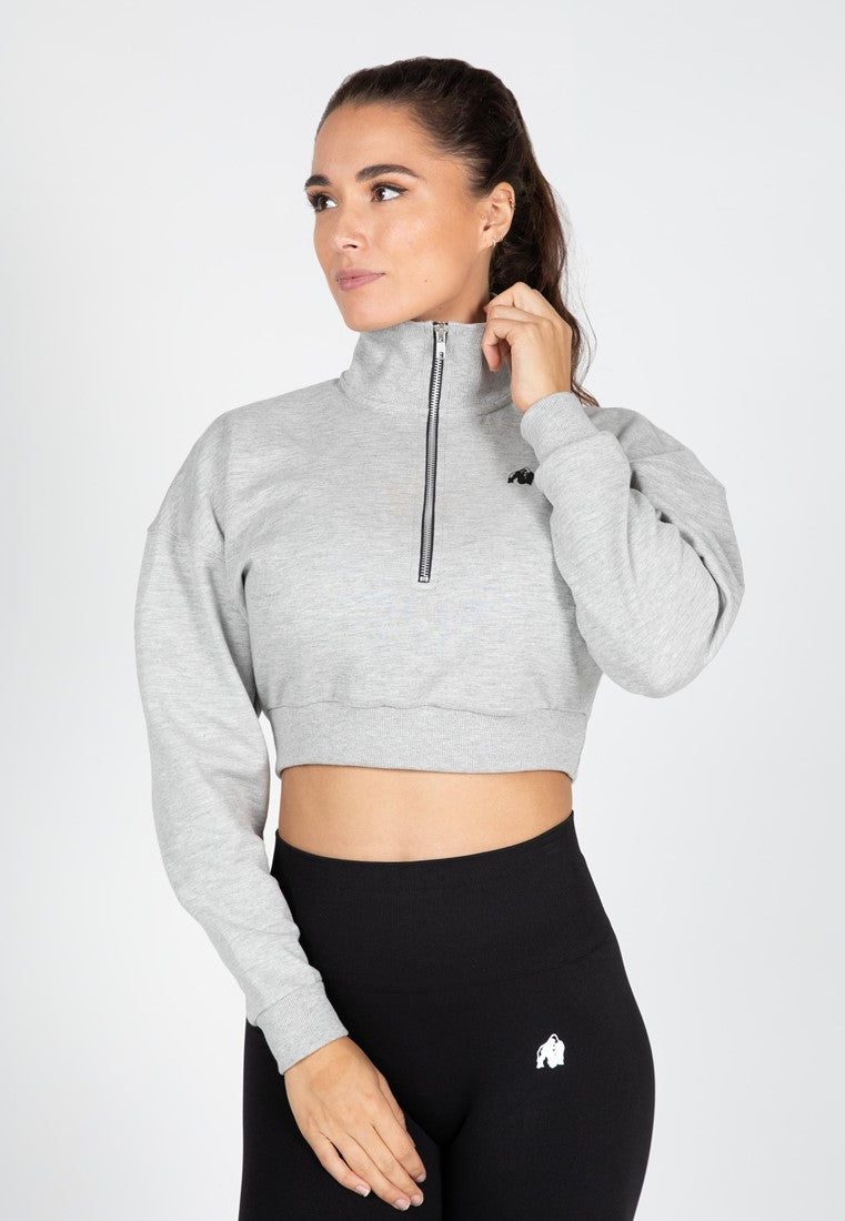 Gorilla Wear Ocala Cropped Half-Zip Sweatshirt - Grijs - Hoofdafbeelding