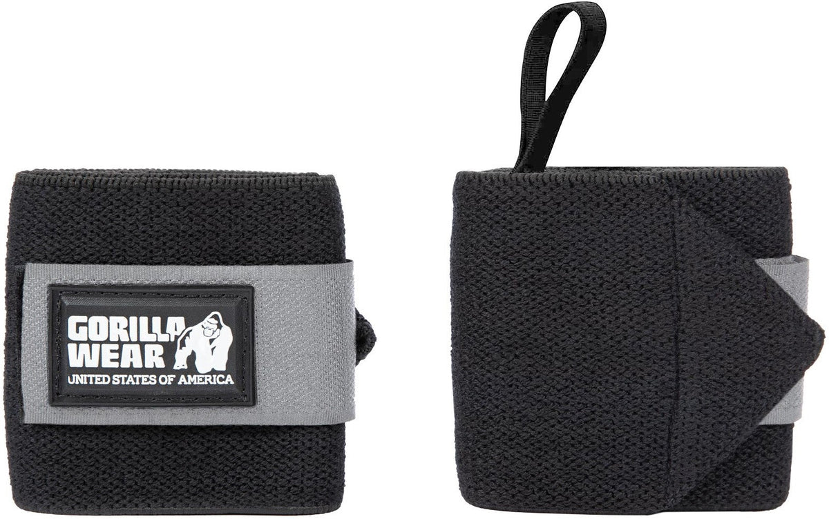 Gorilla Wear Basic Wrist Wraps - Zwart/Grijs - Hoofdafbeelding
