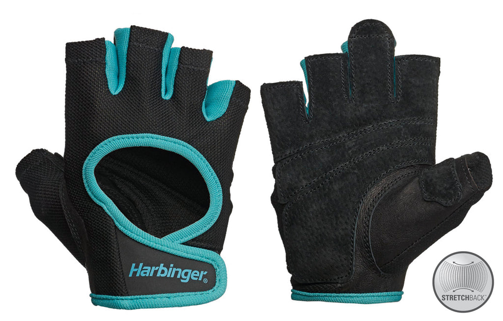 Harbinger Women's Power Stretchback Fitness Handschoenen - Zwart/Blauw - Hoofdafbeelding