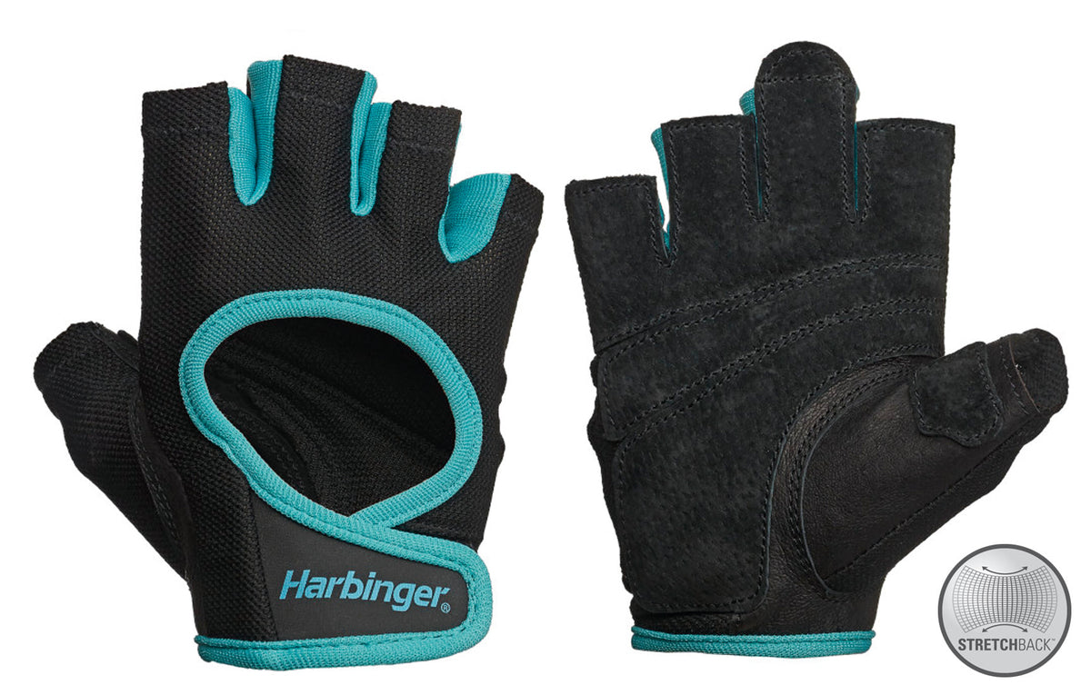 Harbinger Women's Power Stretchback Fitness Handschoenen - Zwart/Blauw - Hoofdafbeelding