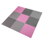 One Fitness Puzzelmat - Set van 9 - 10 mm - Roze/Grijs - Hoofdafbeelding