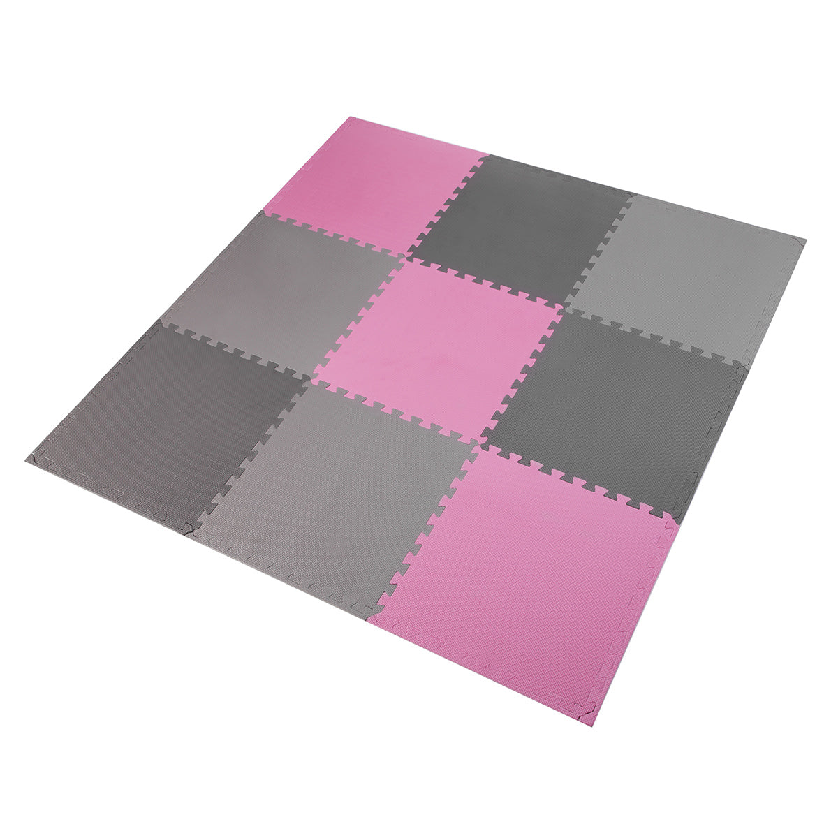 One Fitness Puzzelmat - Set van 9 - 10 mm - Roze/Grijs - Hoofdafbeelding