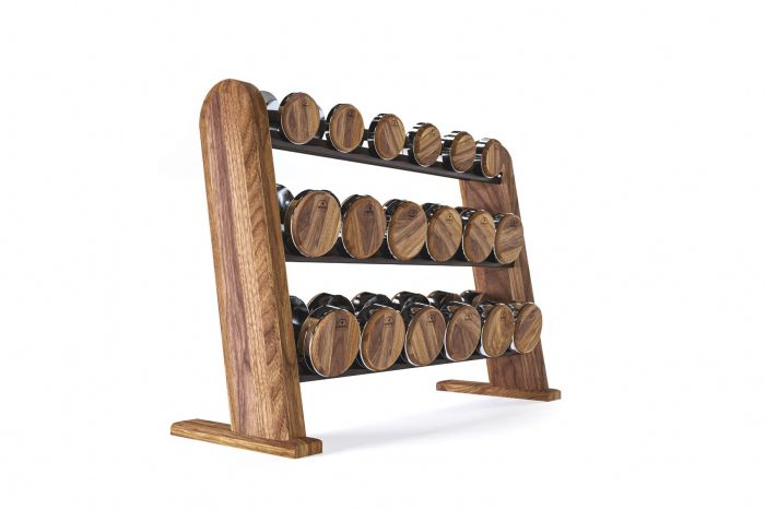 Nohrd Dumbbellset van 36 - Incl. Opbergrek - Walnoot - Hoofdafbeelding