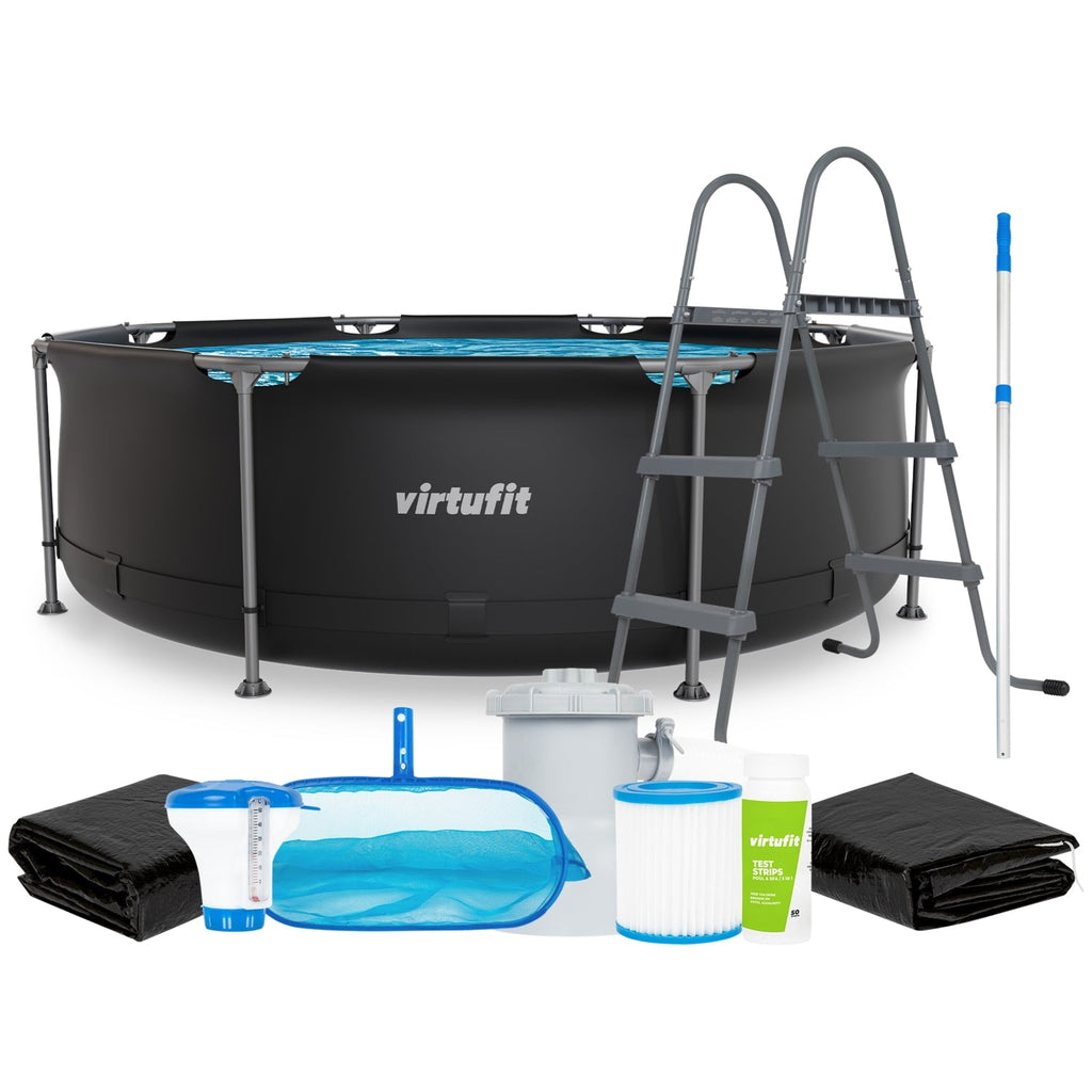 VirtuFit Rond Zwembad Ø244x 76 cm - Antraciet - Compleet pakket - Hoofdafbeelding