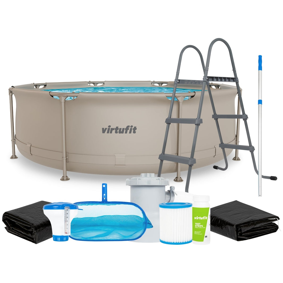 VirtuFit Zwembad Rond Ø244 x 76 cm - Beige - Compleet Pakket - Hoofdafbeelding
