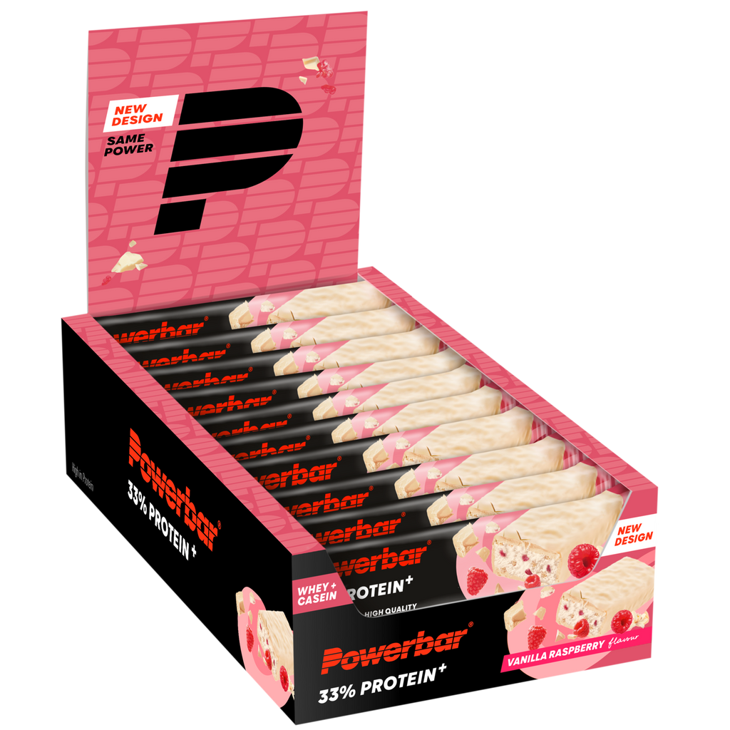 Powerbar 33% Protein+ Bar - 10 x 90 gr - Vanille Framboos - Hoofdafbeelding
