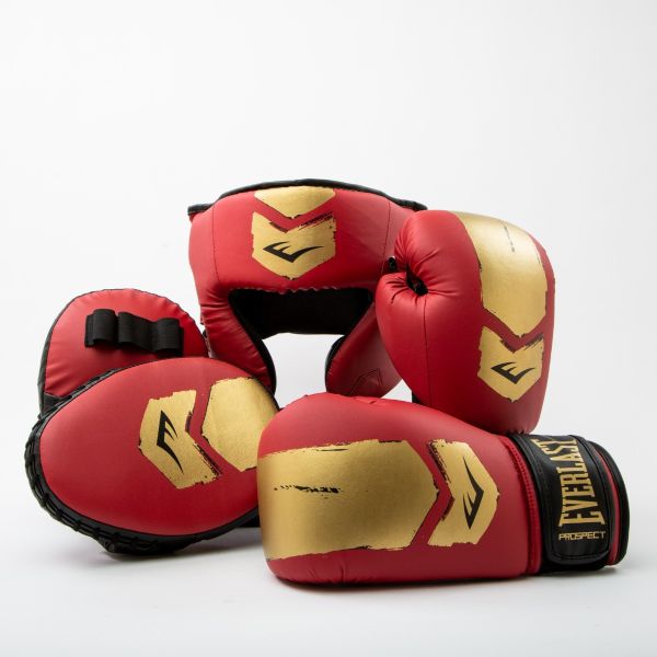 Everlast Prospect 2 Boxing Kit - Bokshandschoenen, Pads en Hoofdbeschermer - Rood/Goud - Hoofdafbeelding