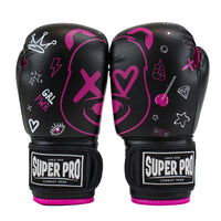 Super Pro Combat Gear Bokshandschoenen Kids Bear - Zwart/Roze - Hoofdafbeelding