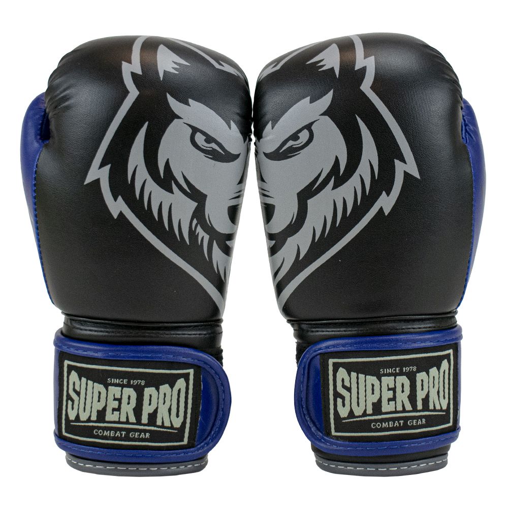 Super Pro Combat Gear Bokshandschoenen Kids Wolf - Zwart/Blauw - Hoofdafbeelding