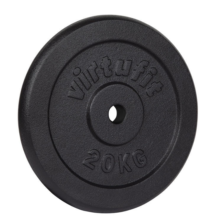 VirtuFit Gietijzeren Halterschijf - Halter gewicht - 30 mm - 20 kg - Zwart - Hoofdafbeelding