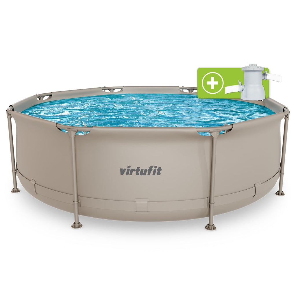 VirtuFit Rond Zwembad - Ø244 x 76 cm - Beige - Inclusief Filterpomp - Hoofdafbeelding