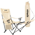 VirtuFit Opvouwbare Camping Stoel met Voetsteun - Strandstoel - Beige - Tweedekans - Hoofdafbeelding