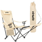 VirtuFit Opvouwbare Camping Stoel met Voetsteun - Strandstoel - Beige - Tweedekans - Hoofdafbeelding