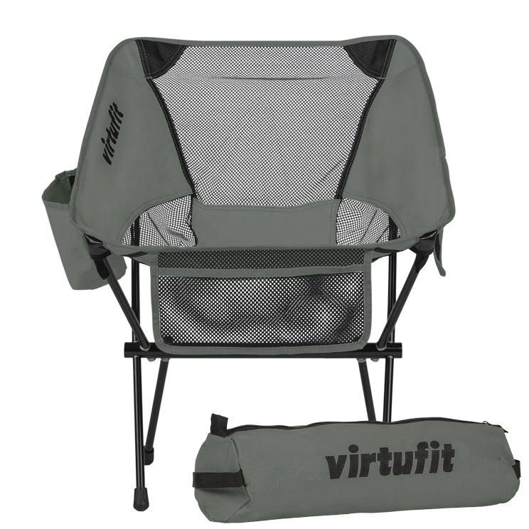 VirtuFit Camping Stoel Compact - Opvouwbaar - Grijs - Set van 2 - Aanzicht