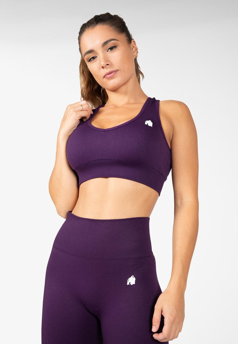Gorilla Wear Neiro Seamless Sportbeha - Paars - In gebruik