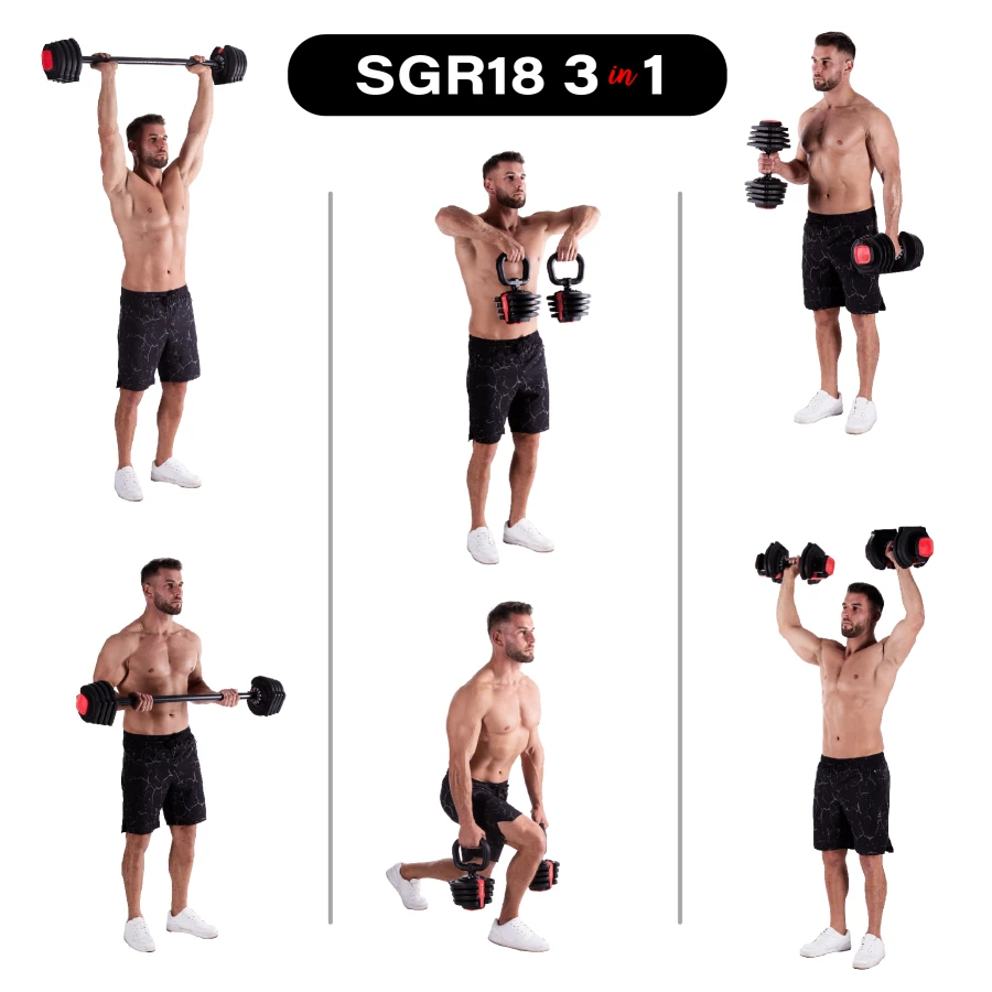 HMS 3-in-1 Verstelbare Dumbbell Set - 43,5 kg - Aanzicht