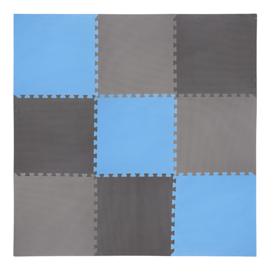 One Fitness Puzzelmat - Set van 9 - 10 mm - Blauw/Grijs - Aanzicht