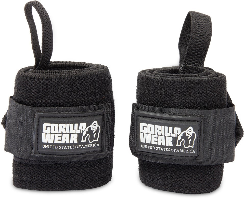 Gorilla Wear Basic Wrist Wraps - Zwart/Wit - Aanzicht
