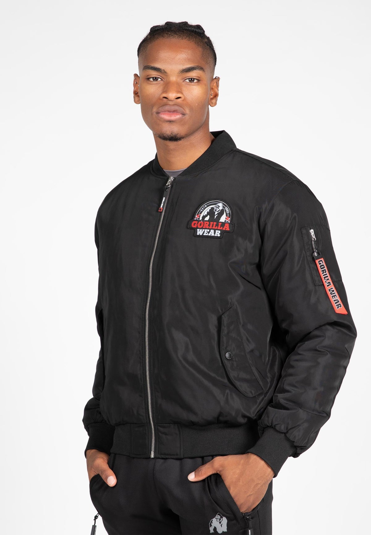 Gorilla Wear Covington Bomber Jacket - Zwart - Aanzicht