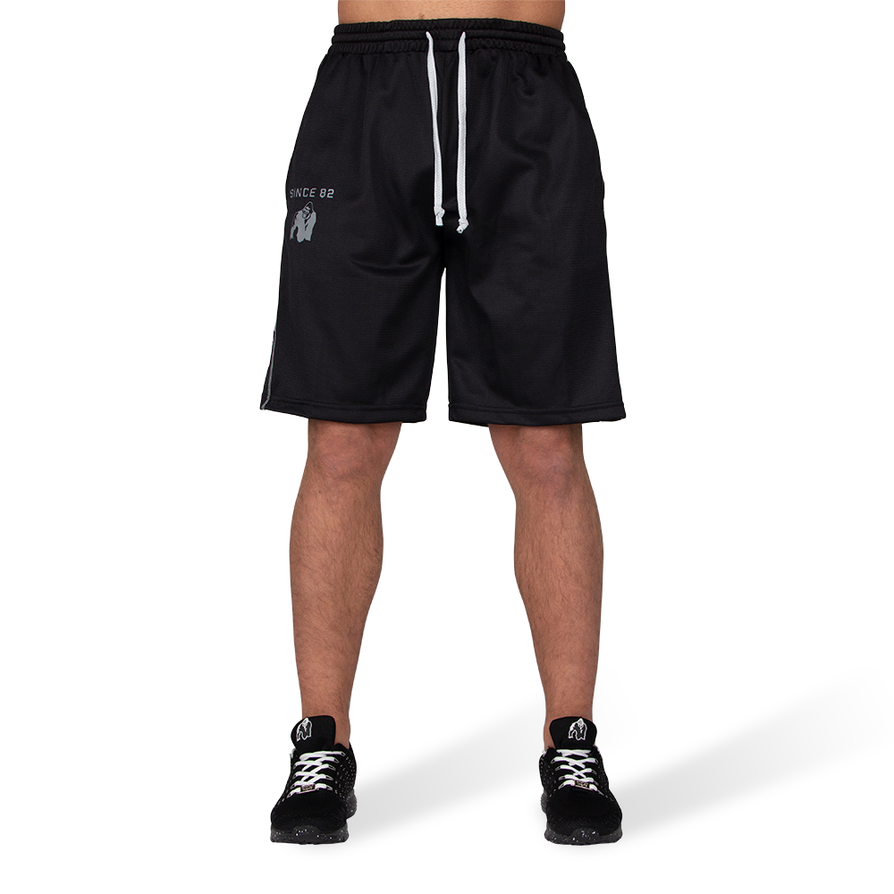 Gorilla Wear Functional Mesh Shorts - Zwart/Wit - Aanzicht