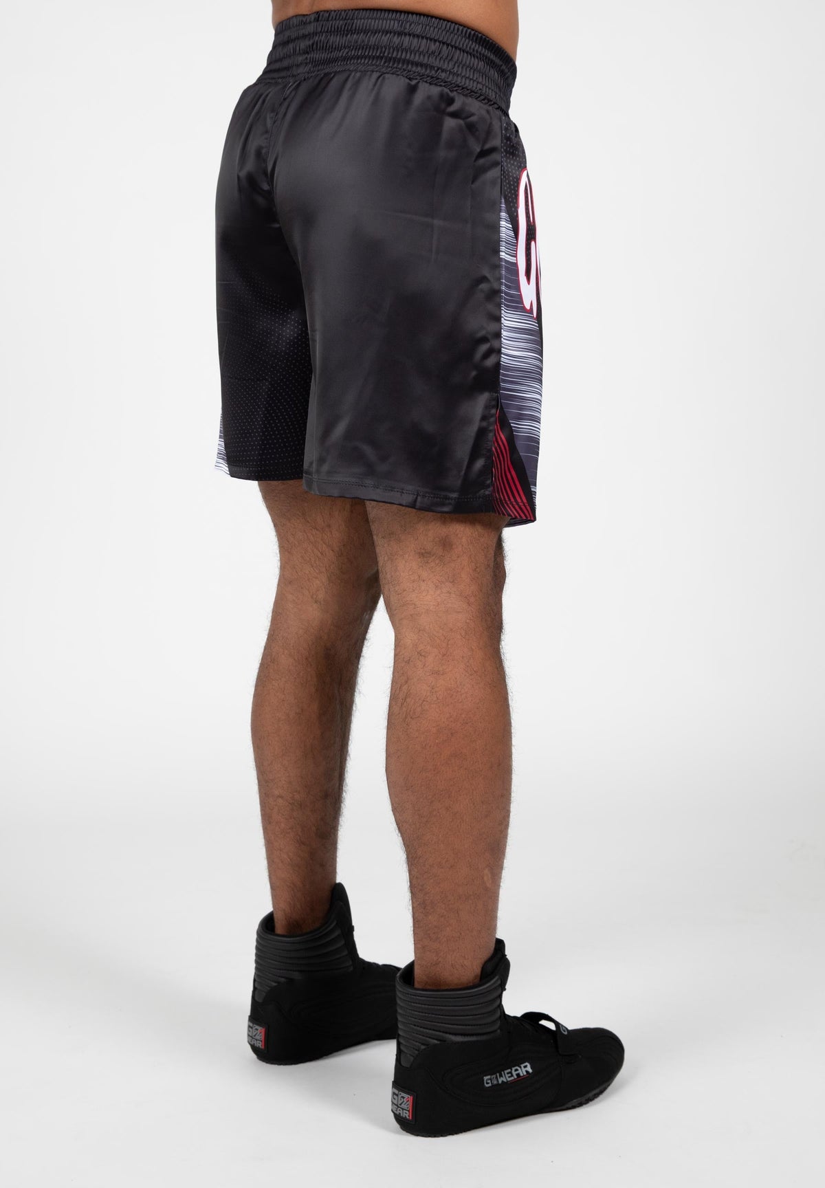 Gorilla Wear Clayton Boxing Shorts - Zwart/Rood - Aanzicht