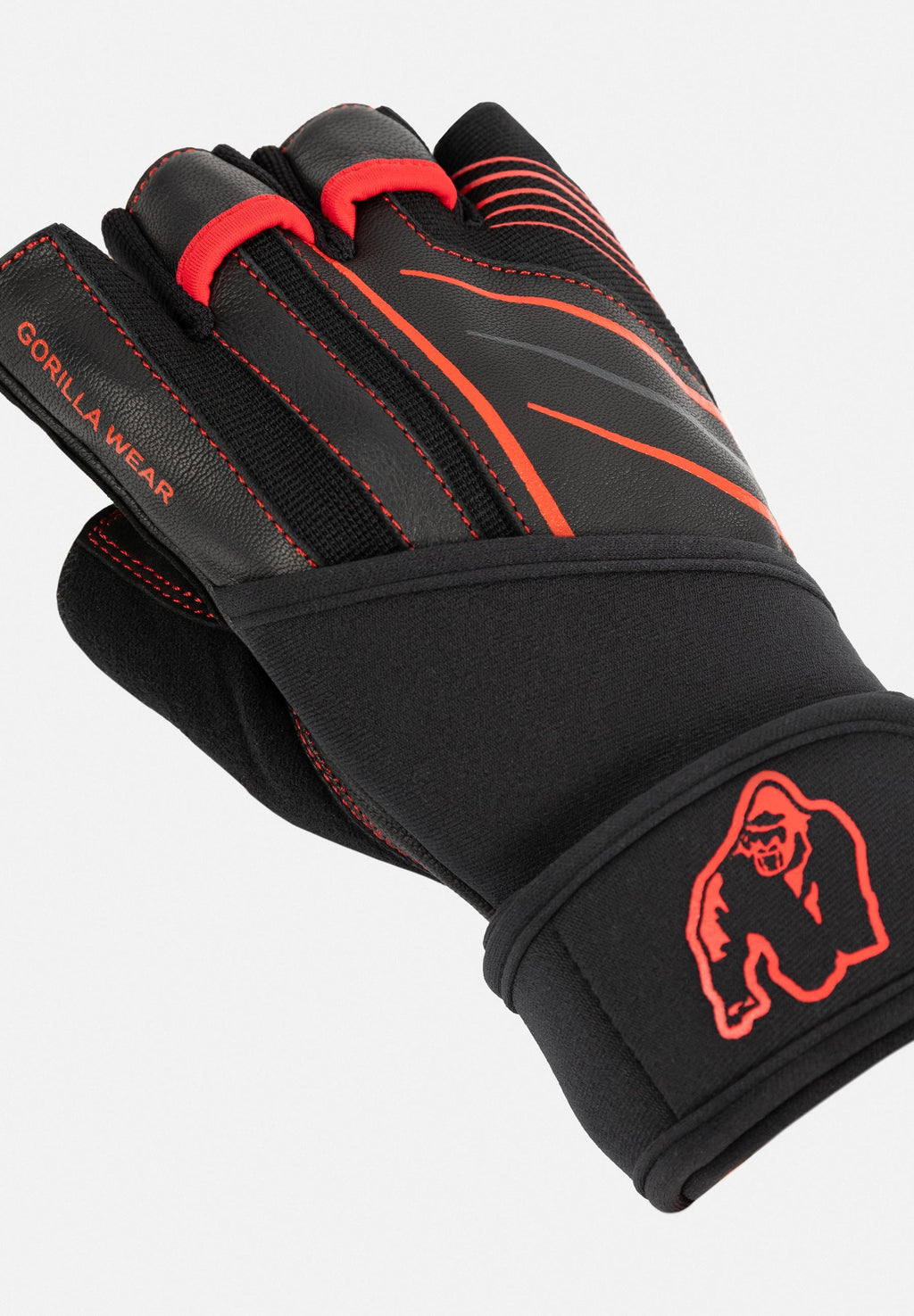 Gorilla Wear Dallas Wrist Wrap Handschoenen 2.0 - Zwart/Rood - Aanzicht