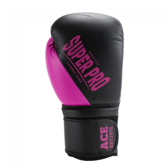 Super Pro Combat Gear Ace (Kick)Bokshandschoenen - Zwart/Roze - Aanzicht