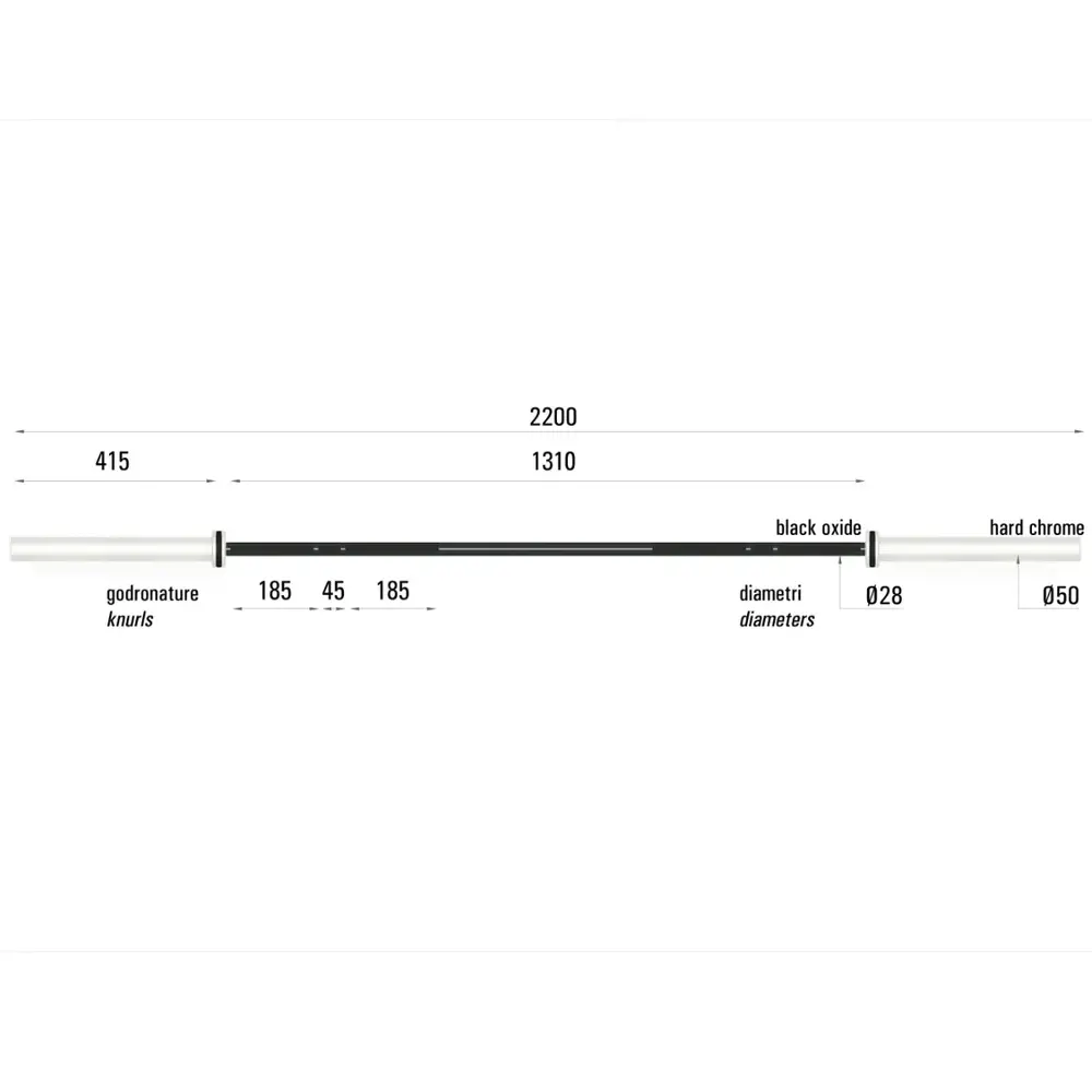 Toorx Professional BO-450 Cross Challenge Halterstang - 220 cm - Aanzicht