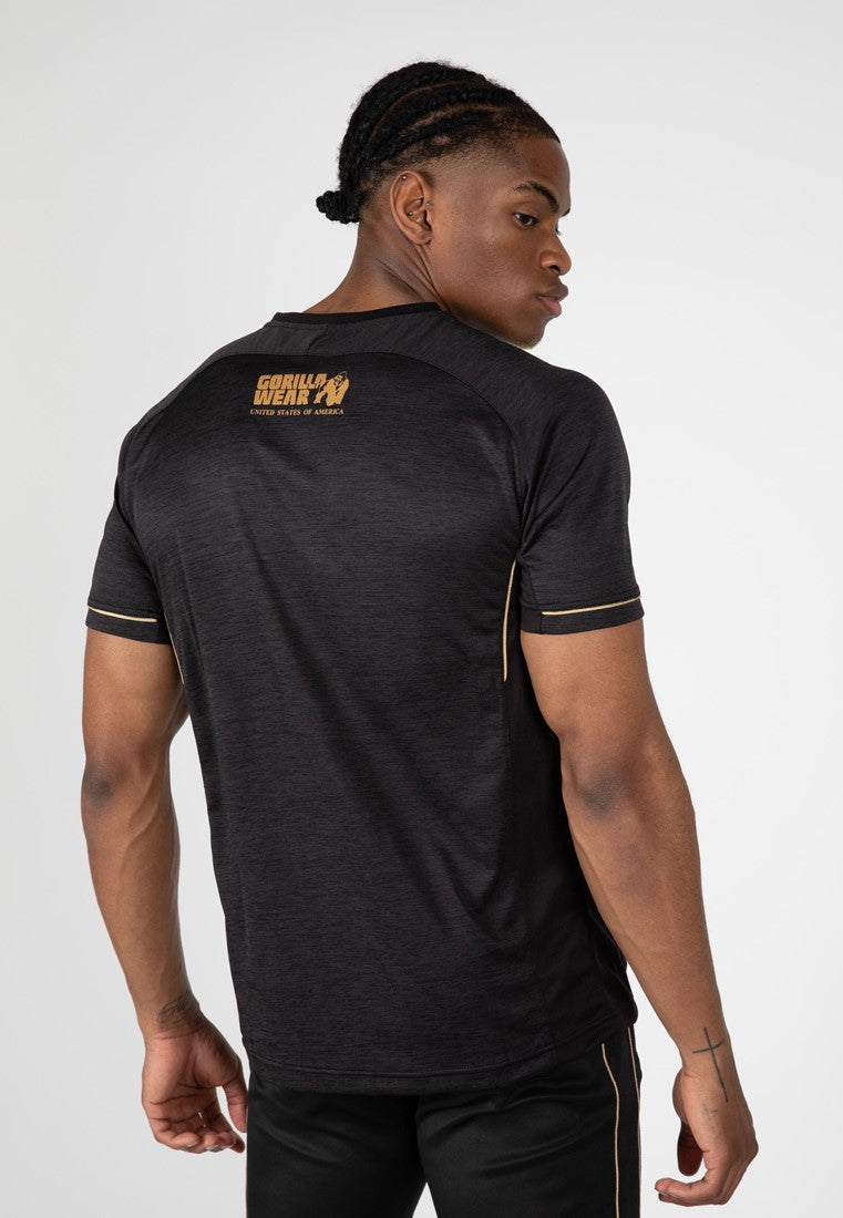 Gorilla Wear Fremont T-shirt - Zwart/Goud - Aanzicht