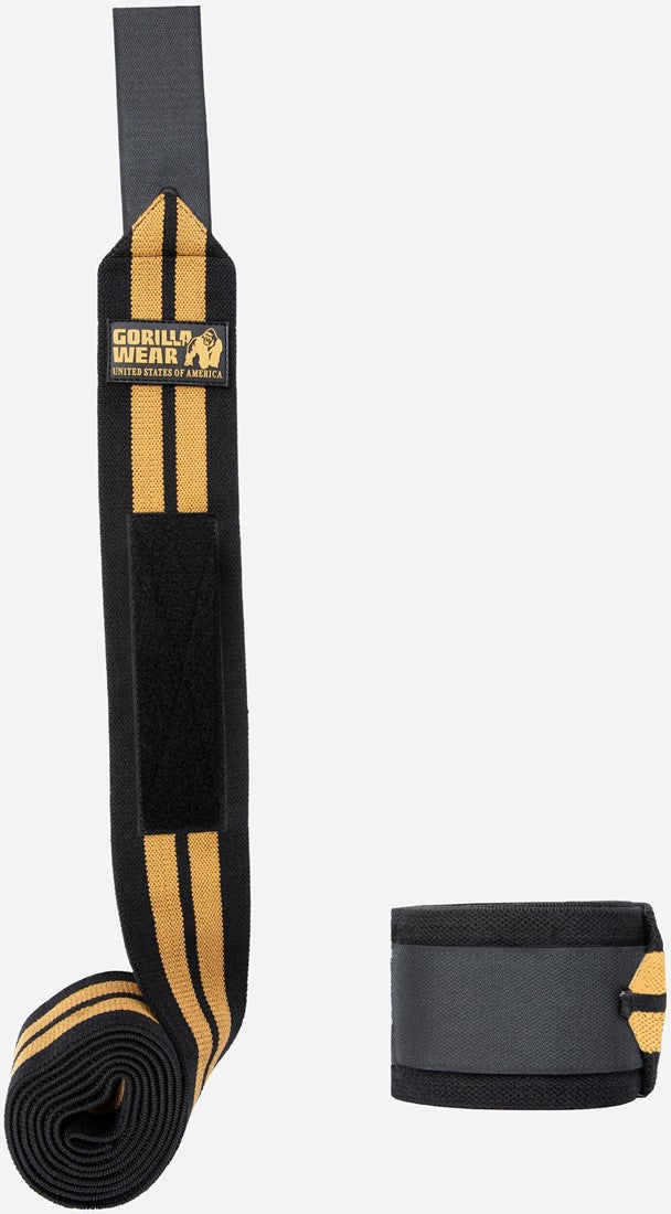 Gorilla Wear Knee Wraps - Zwart/Goud - Aanzicht