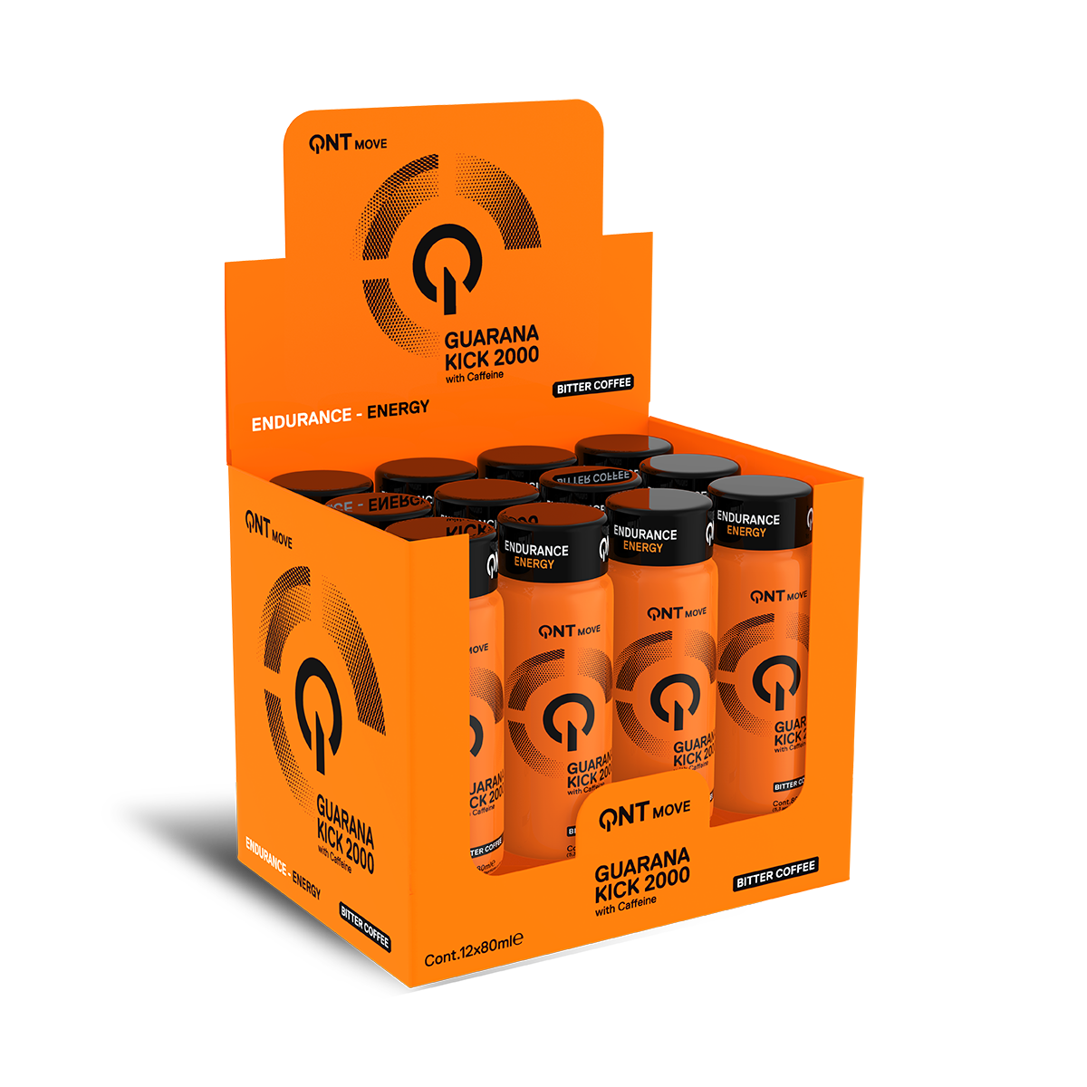 QNT Guarana Kick 2000 mg - Bitter Coffee - 12 x 80 ml - Aanzicht