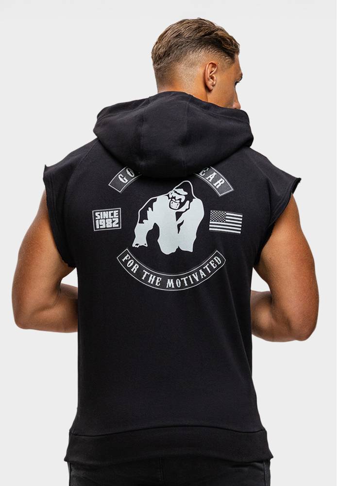 Gorilla Wear Huntley Mouwloze Hoodie - Zwart - Aanzicht