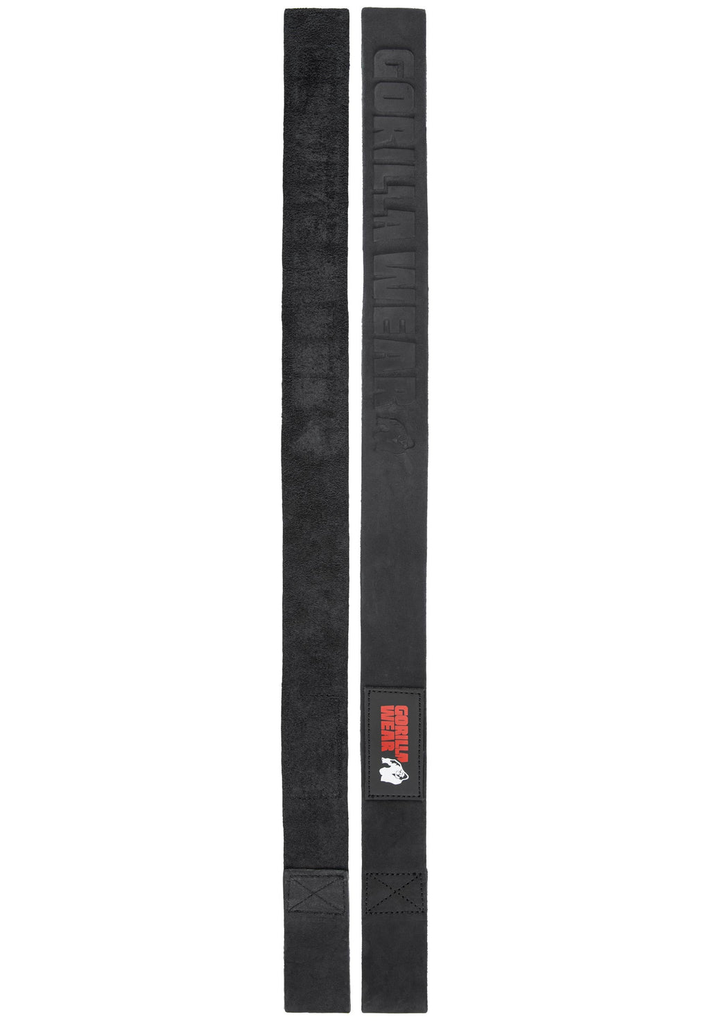 Gorilla Wear Leren Lifting Straps - Zwart - Aanzicht