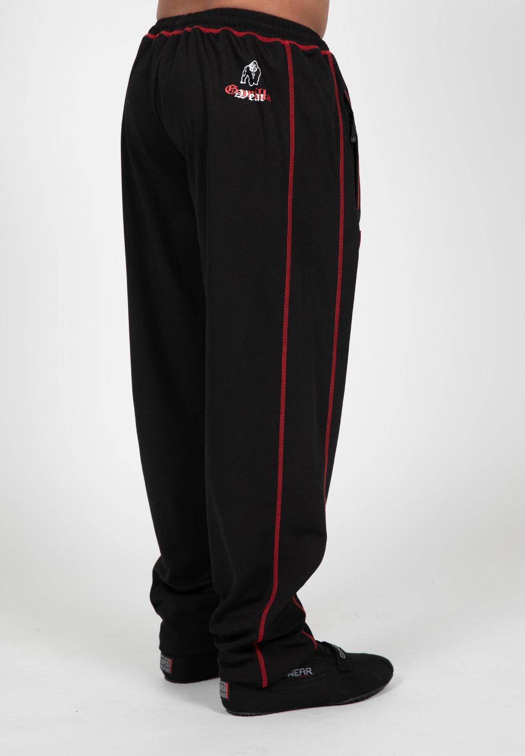 Gorilla Wear Marlow Mesh Pants - Zwart/Rood - Aanzicht