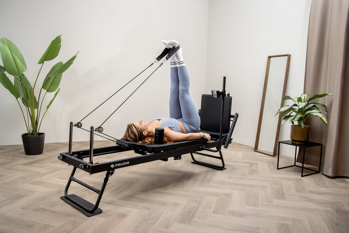 Mewave Pilates Reformer Pro Complete Set - Zwart - Aanzicht