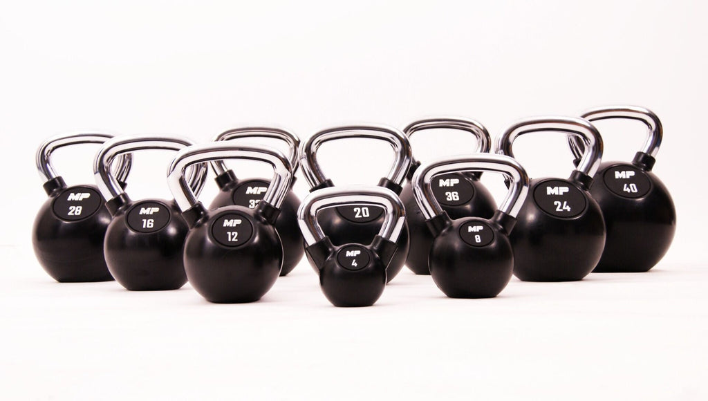 Muscle Power Rubberen Kettlebell - Zwart - 4 kg - Aanzicht