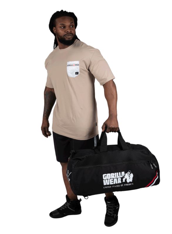 Gorilla Wear Norris Hybride Sporttas/Rugtas - Zwart - Aanzicht