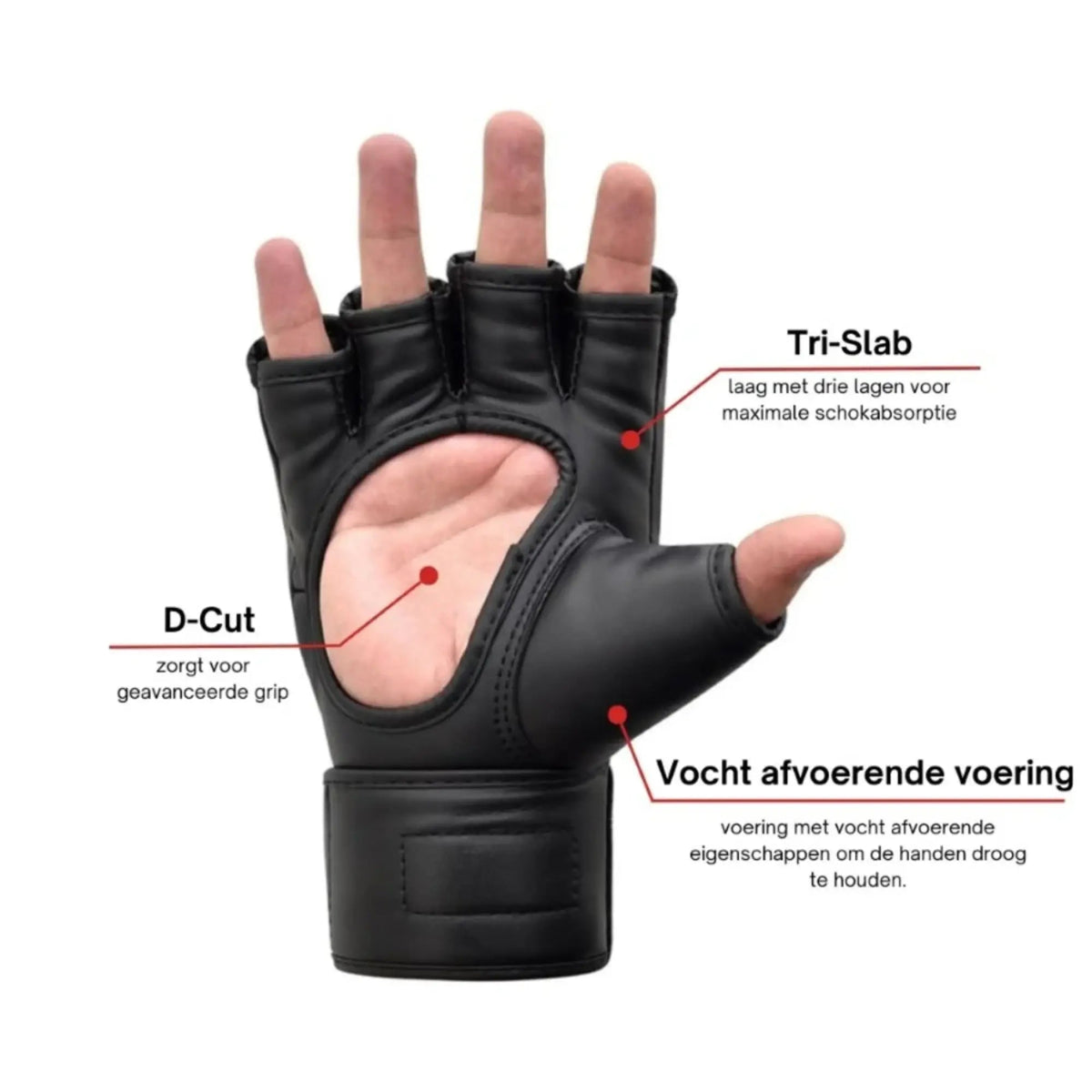 NRG Fitness MMA Handschoenen - Maya Leer - Aanzicht