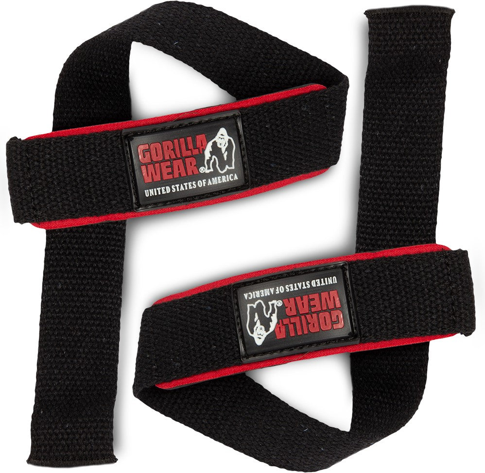 Gorilla Wear Padded Lifting Straps - Zwart - Aanzicht
