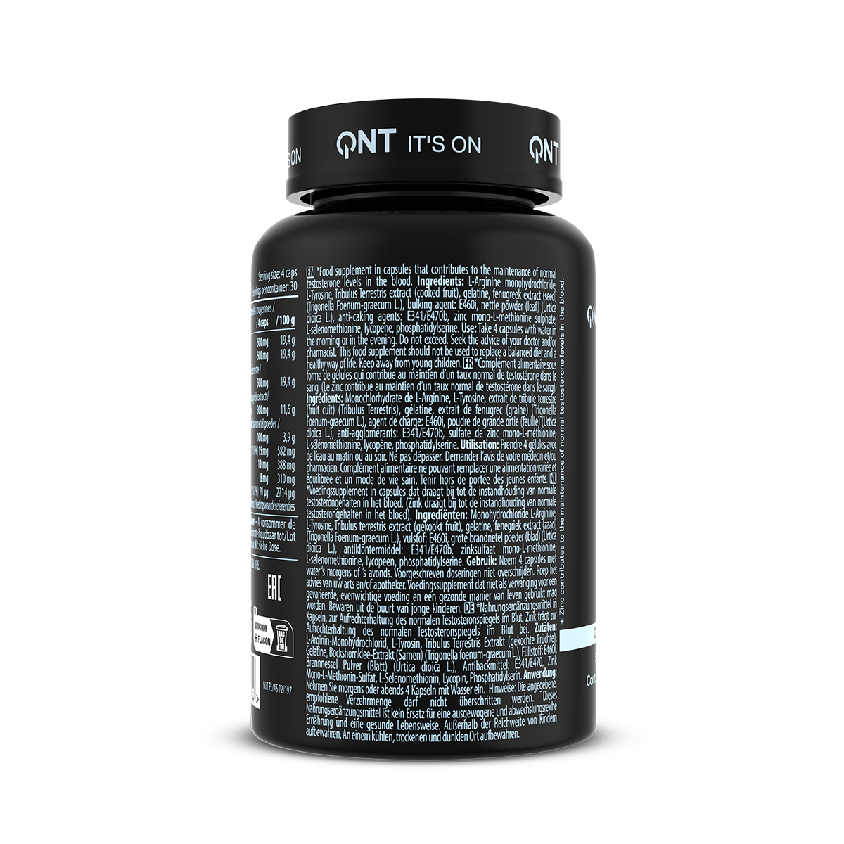 QNT Testek - Natuurlijke Testosteron Booster - 120 Capsules - Aanzicht