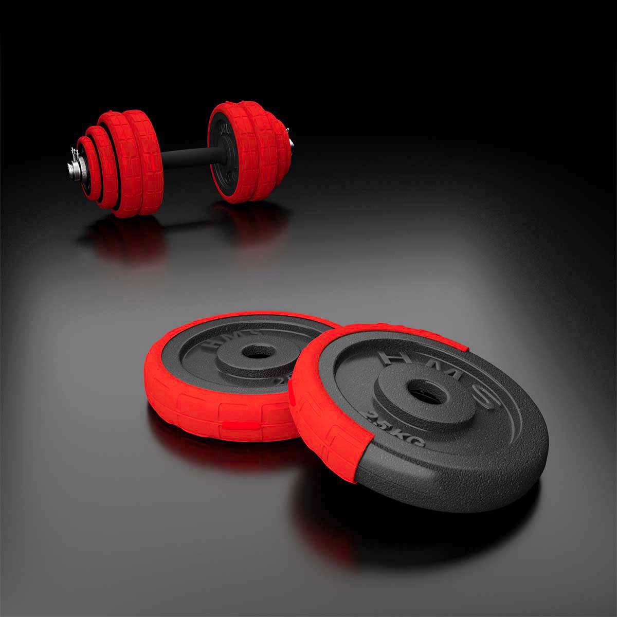 HMS Verstelbare Halter en Dumbbell Set - Rood - 20 kg - Aanzicht