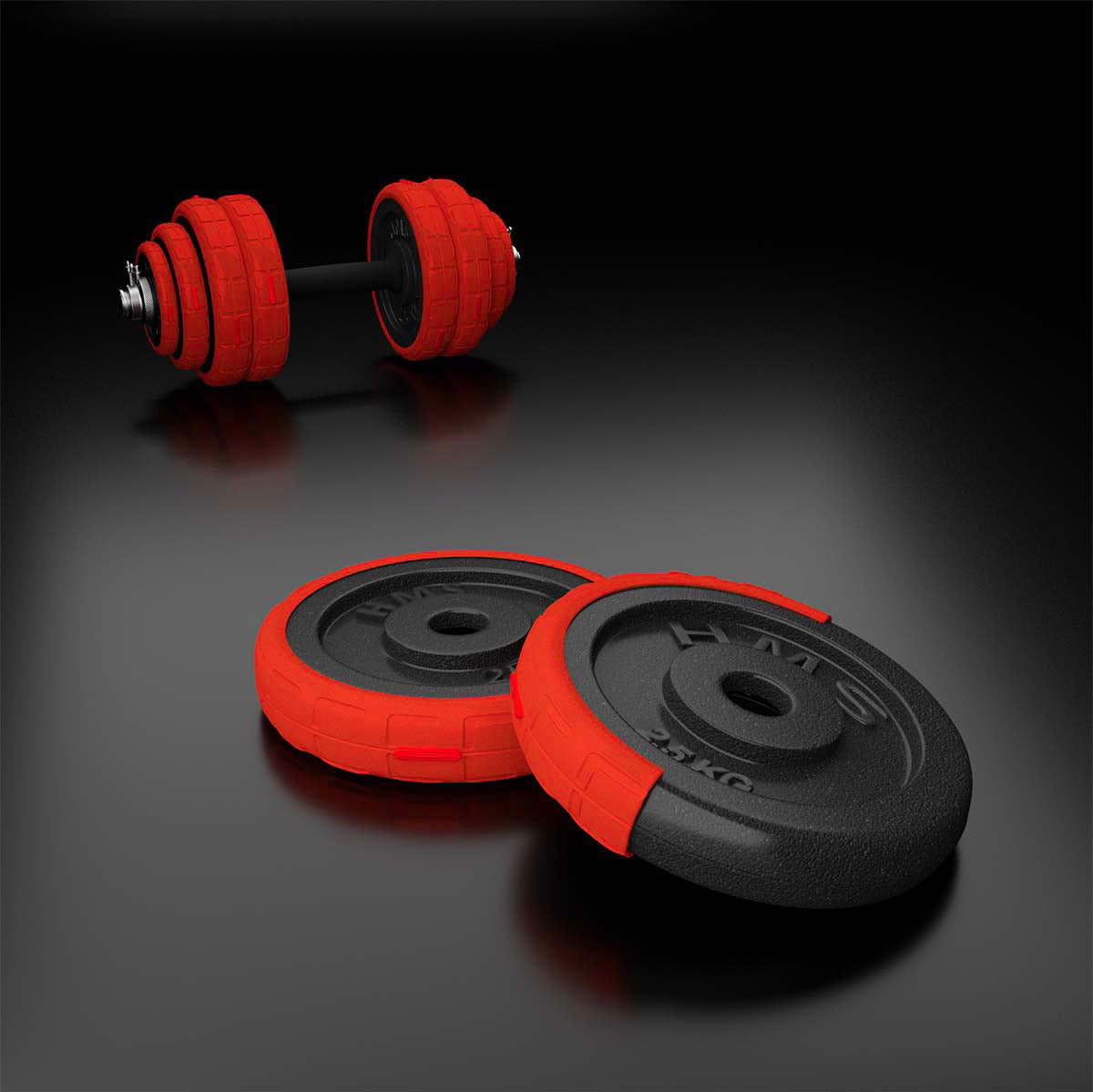 HMS Verstelbare Halter en Dumbbell Set - Rood - 30 kg - Aanzicht